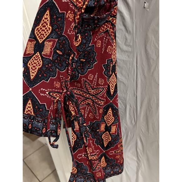 Free People Blue Red Dalia Dream Paisley Side Tie Tank Top Sz S High Low Hem - Picture 3 of 5